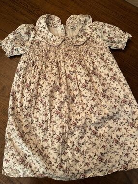 Cream Floral Girls' Short-Sleeve dress